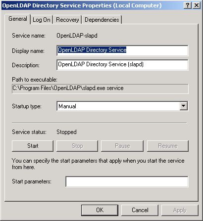 OpenLDAP Start NT service 2