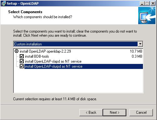 OpenLDAP Install screen 1
