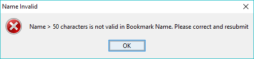 Add or Edit bookmark - invalid name