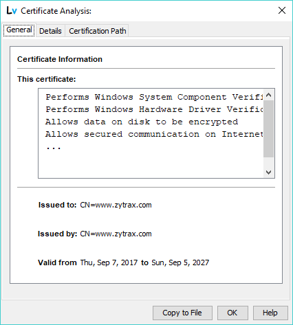 Security viewer - Certificate Details