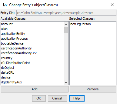 Change ObjectClass window