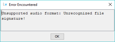 Audio editor - Unsupported audio format