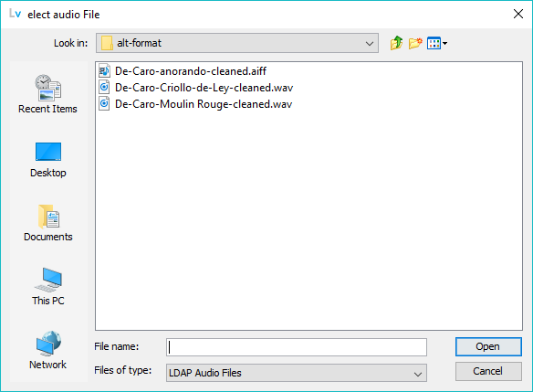 Audio editor - File chooser