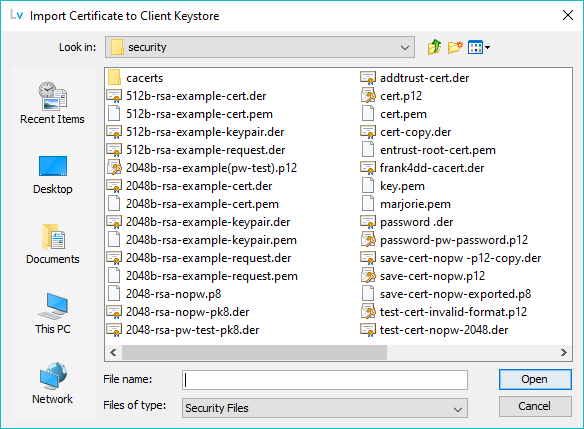 Client Keystore - import certificate