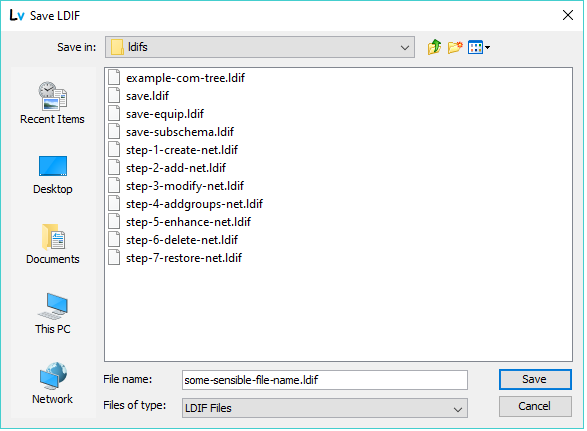 Export LDIF File Selector