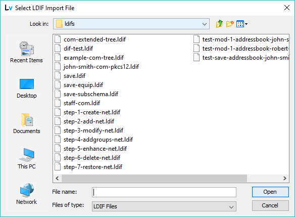 LDIF import - file chooser