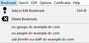Bookmark Menu - bookmark list