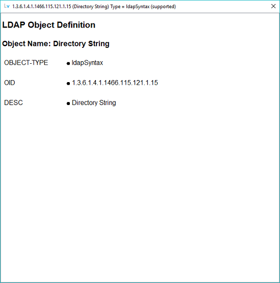 LDAP Object Definition window