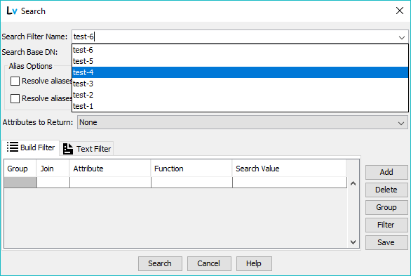 Search Dialog - select filter