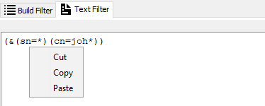 Text Filter - popup menu