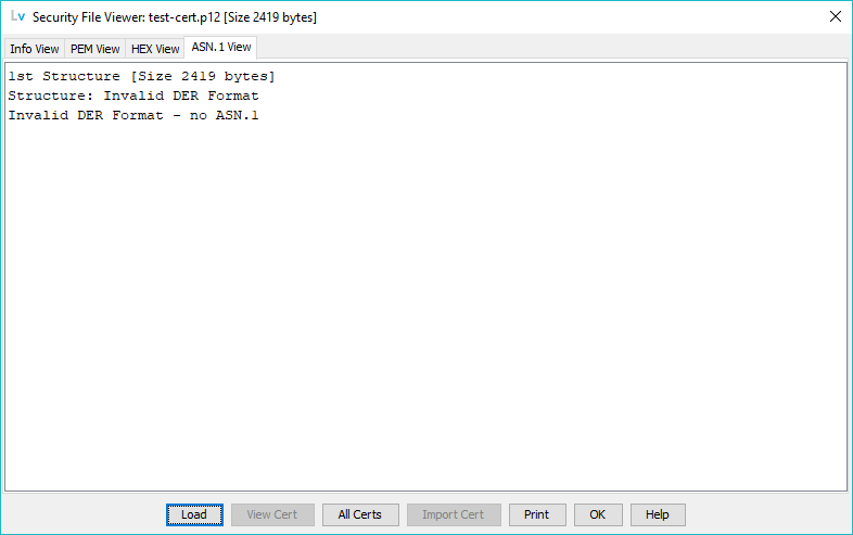 Security viewer - ASN.1 - Invalid format