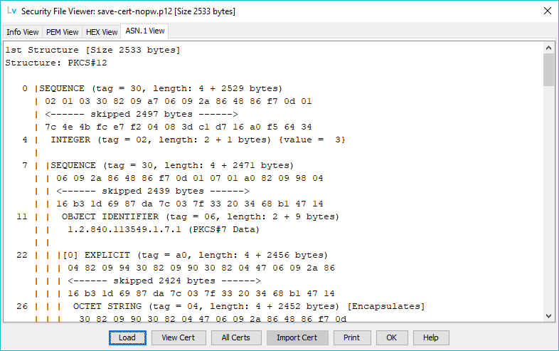 Security viewer - ASN.1