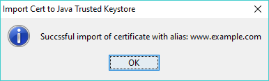 Security viewer - Java Trusted Keystore successful import