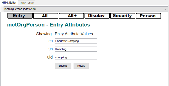 HTML Editor - Form Entry Attributes