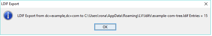 Export Tree LDIF Confirmation Message