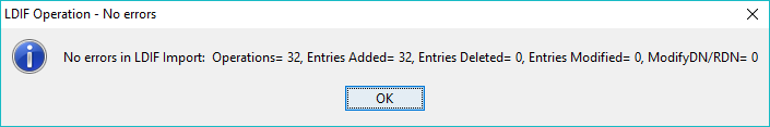 LDIF import - confirm