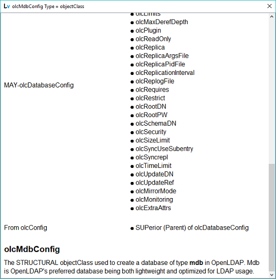 LDAP Object Definition window