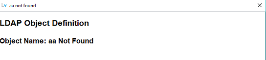 LDAP Object Definition Not Found window
