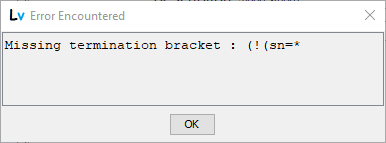 Search filter - missing bracket